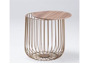 Enzo Oak & Gold Side Table