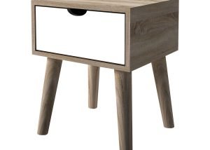 Scandi Light Oak & White Side Table