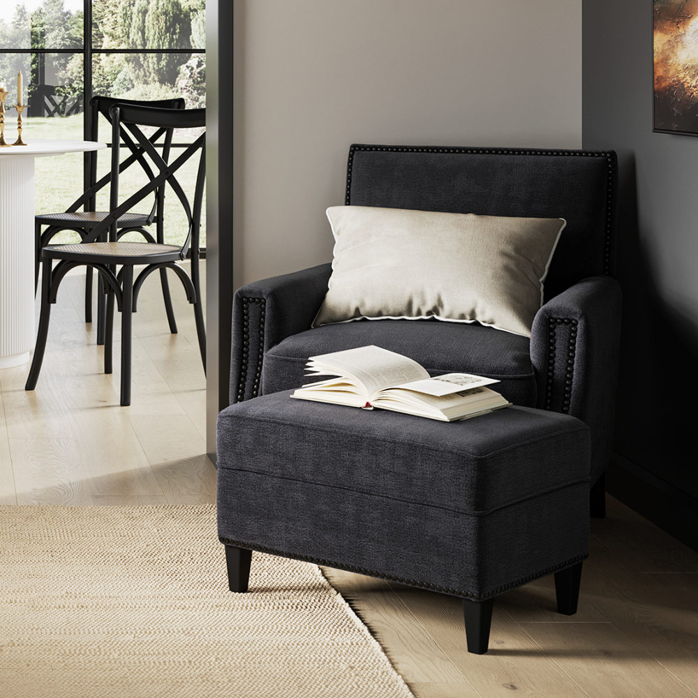 ATTICUS ANTHRACITE FOOTSTOOL - Image 4