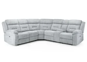 Canterbury Recliner Sofa Grey Fabric Large Corner