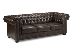 Chesterfield Sofa Antique Brown 3 Seater