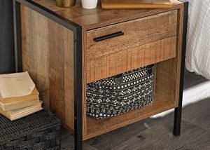 Hoxton Distressed Oak Effect Bedside Cabinet