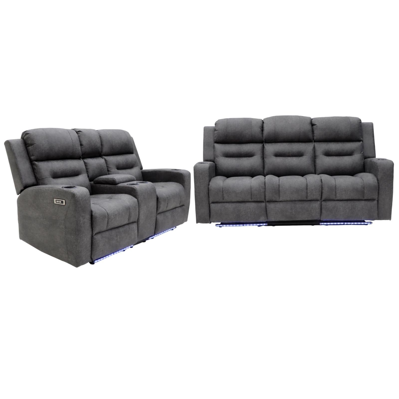 C-Love Tech Electric Recliner Sofa Grey 3+2 Set