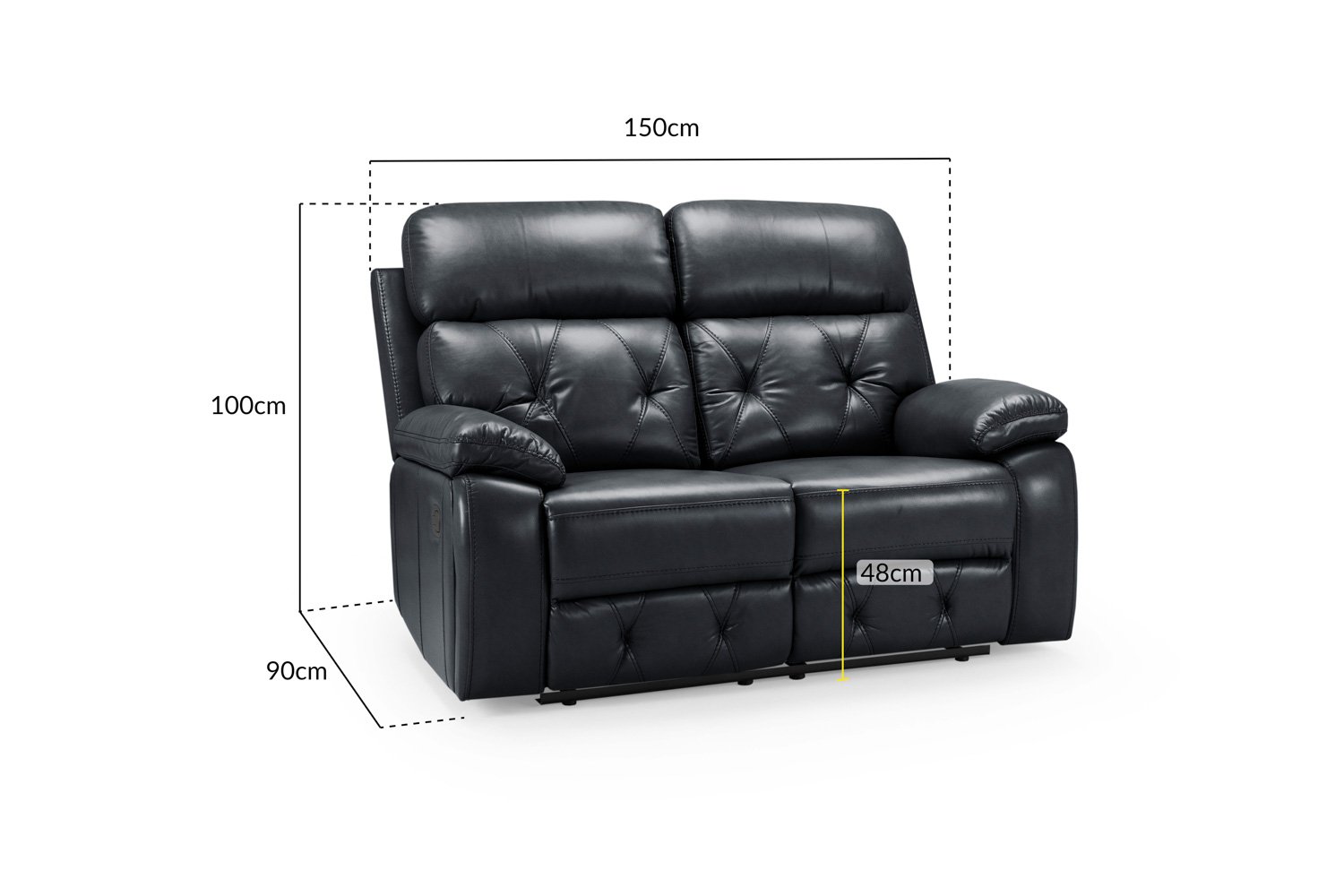 Cody Recliner Sofa Black 2 Seater - Image 2
