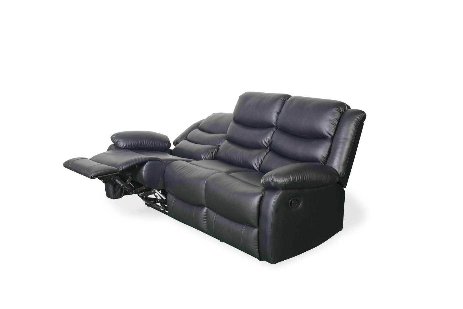 Conrad Manual Recliner Sofa Black 3 Seater - Image 4