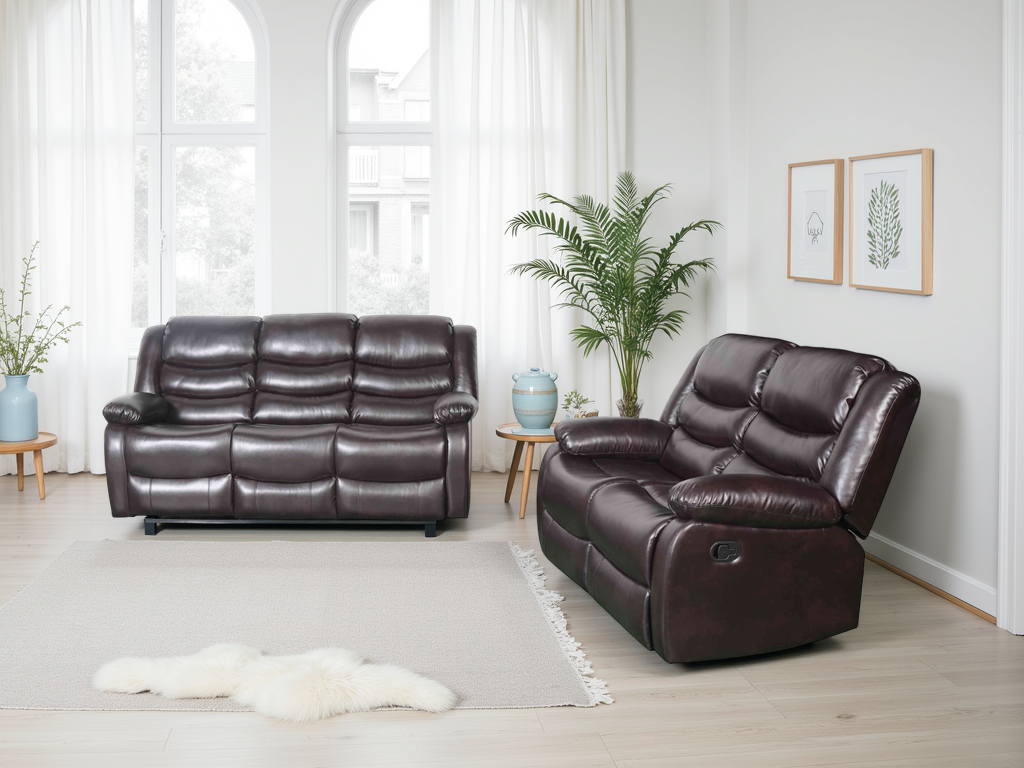 Conrad Manual Recliner Sofa Brown 3+2 Set