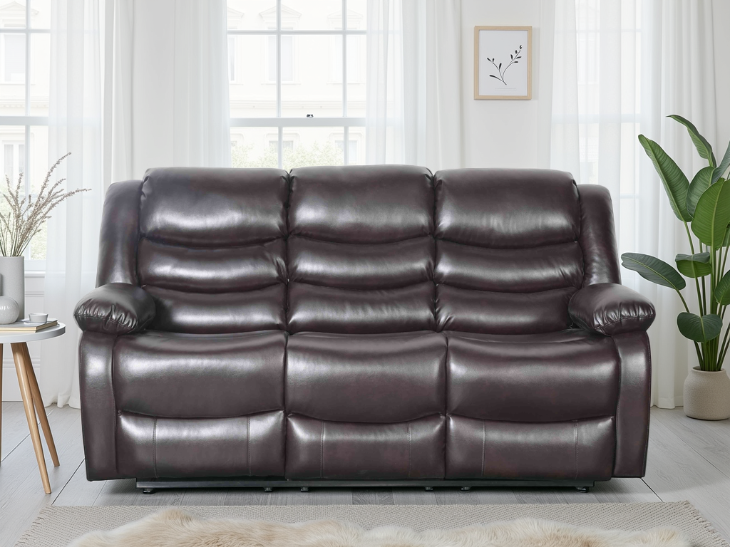 Conrad Manual Recliner Sofa Brown 3+2+1 Set - Image 2