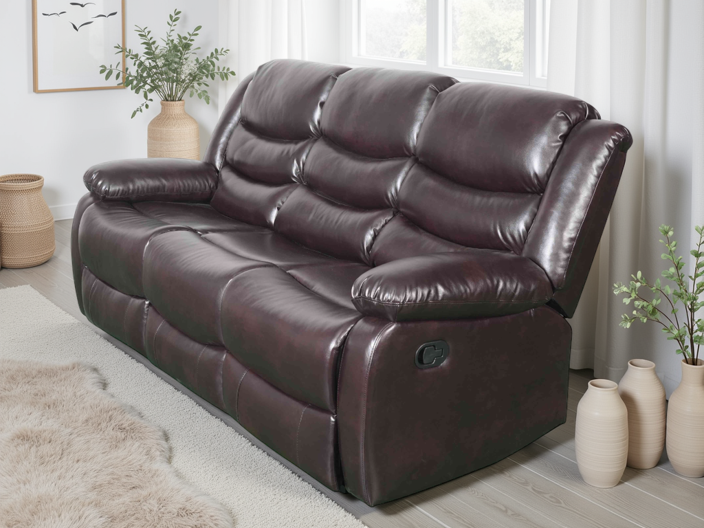 Conrad Manual Recliner Sofa Brown 3+2+1 Set - Image 3