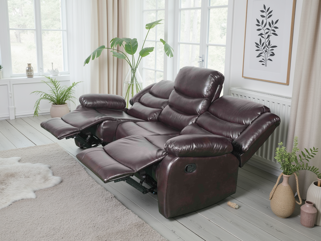 Conrad Manual Recliner Sofa Brown 3+2+1 Set - Image 4