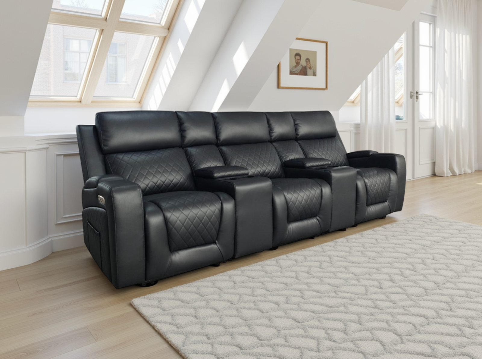 Florence Cinema Sofa Black 3 Seater