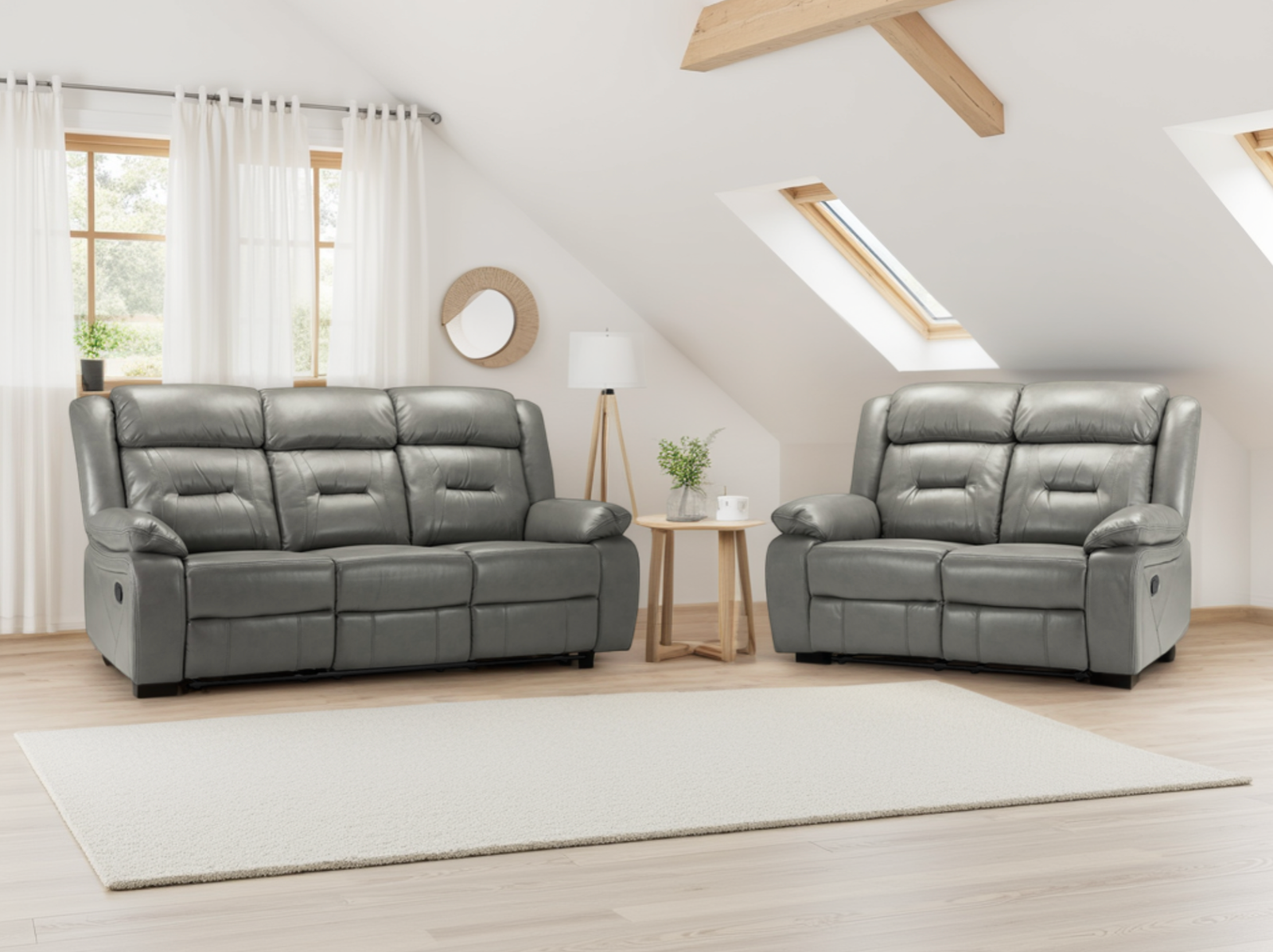 Novie Recliner Sofa Grey Fabric Armchair - Image 2