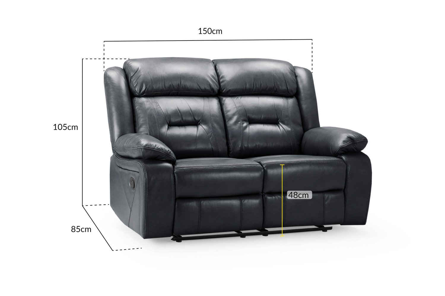 Novie Recliner Sofa Black 2 Seater - Image 5