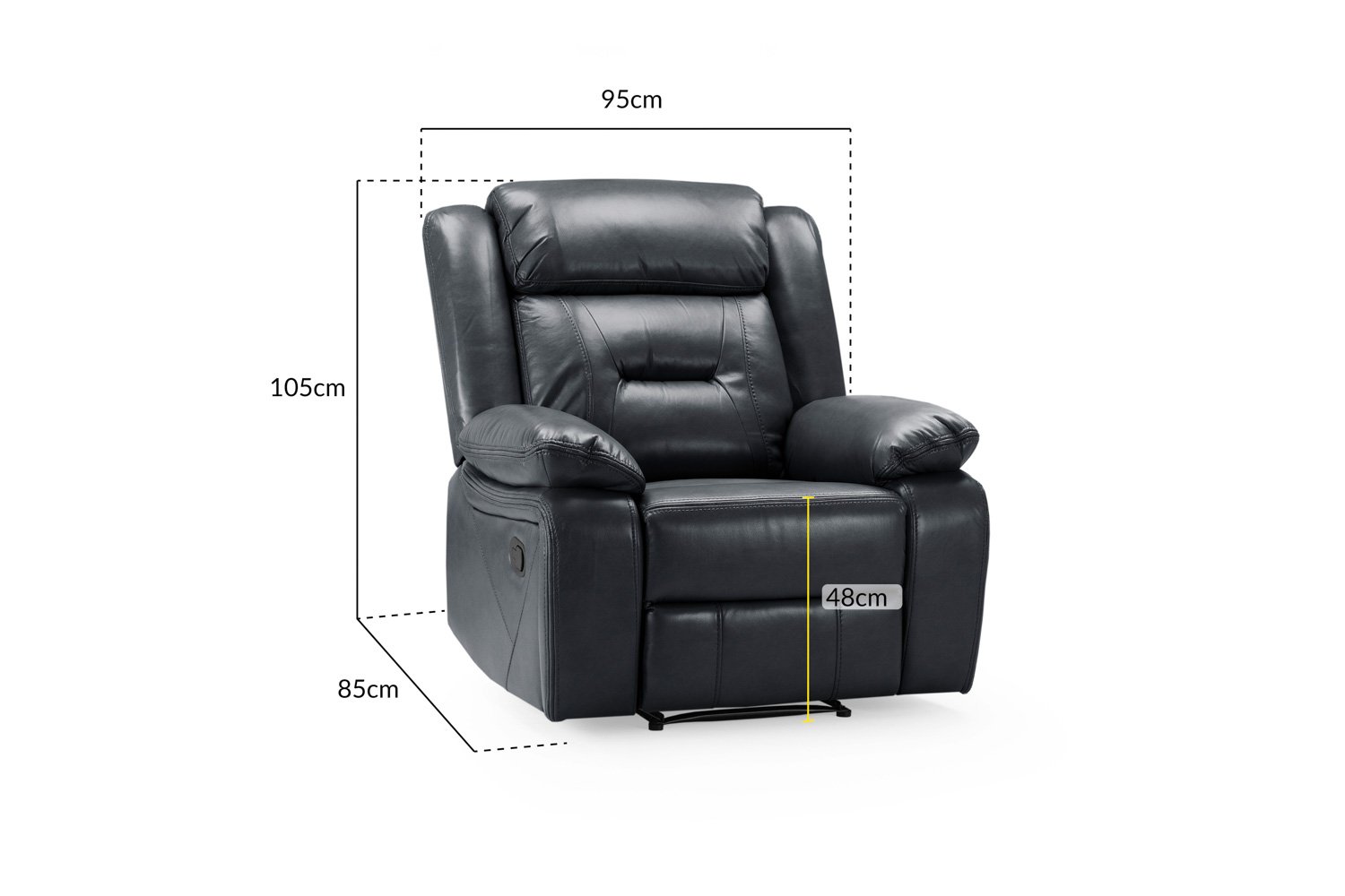 Novie Recliner Sofa Black Armchair - Image 4