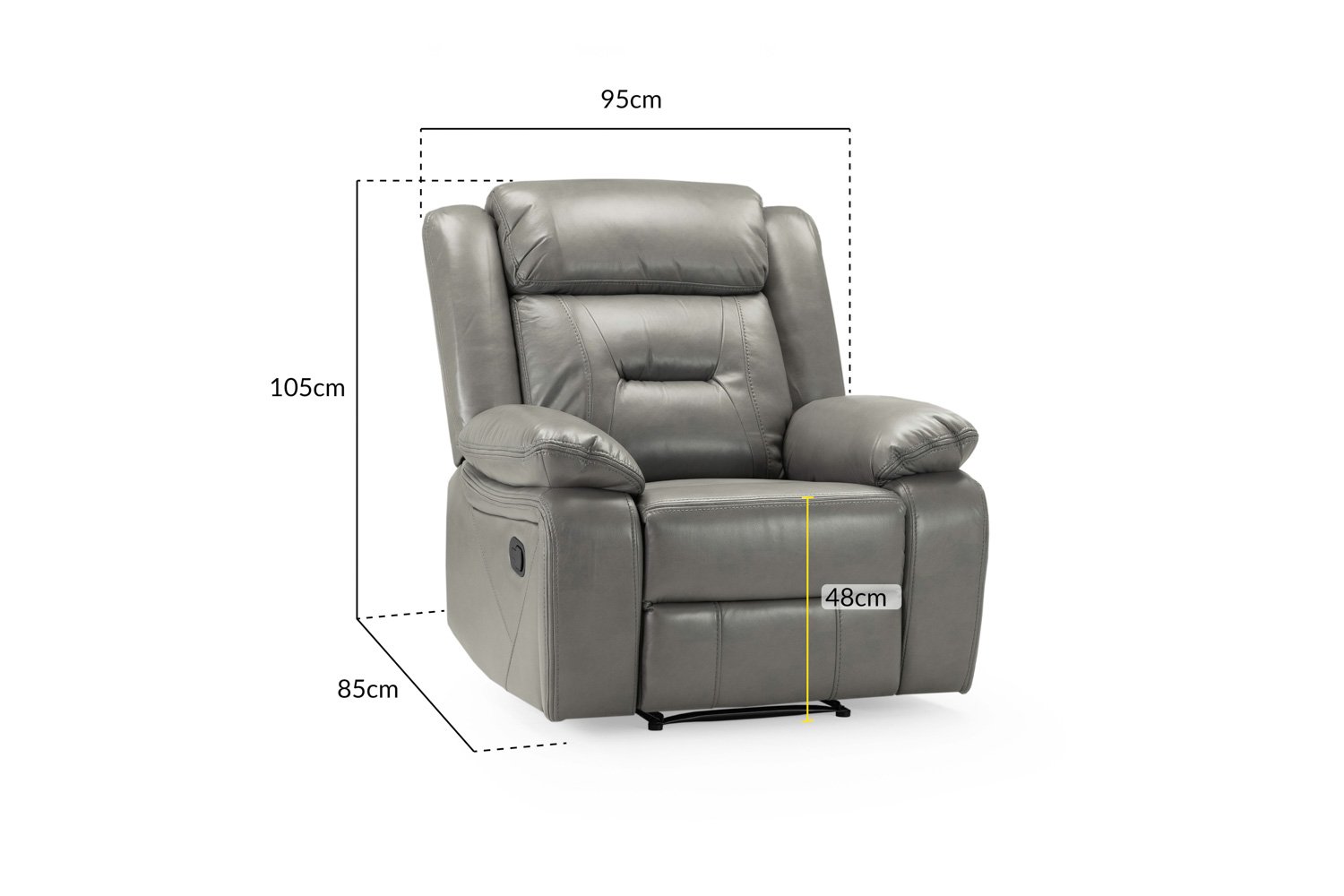 Novie Recliner Sofa Grey Armchair - Image 4