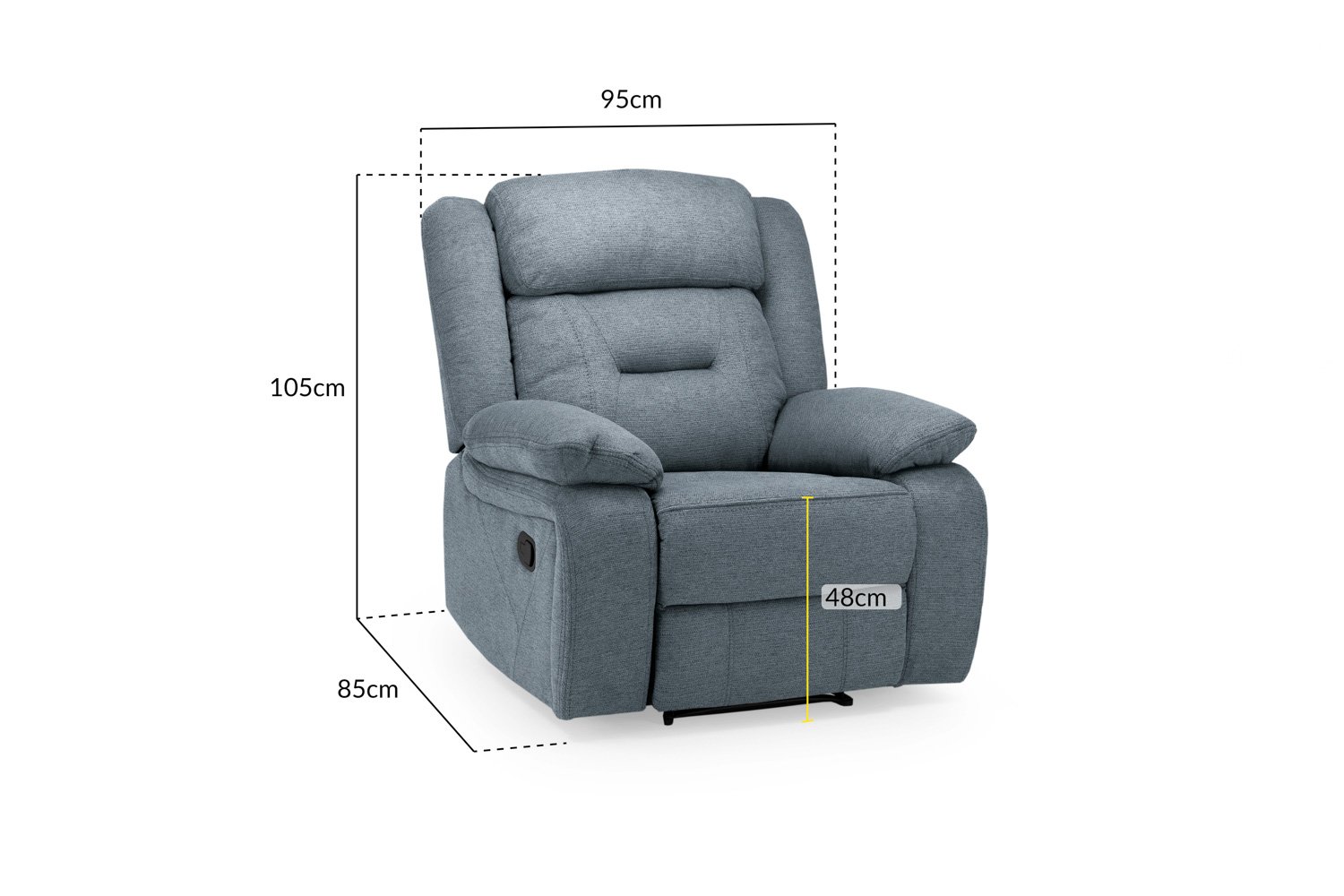 Novie Recliner Sofa Grey Fabric Armchair - Image 5