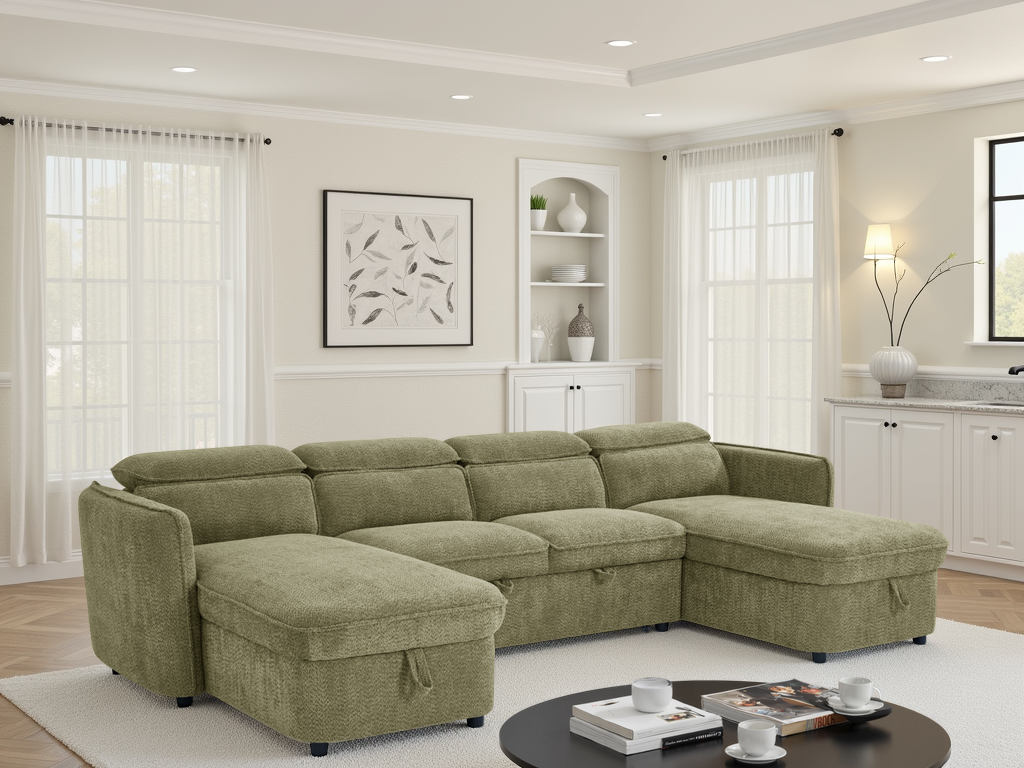 Capri Sofabed Green U Shape Corner
