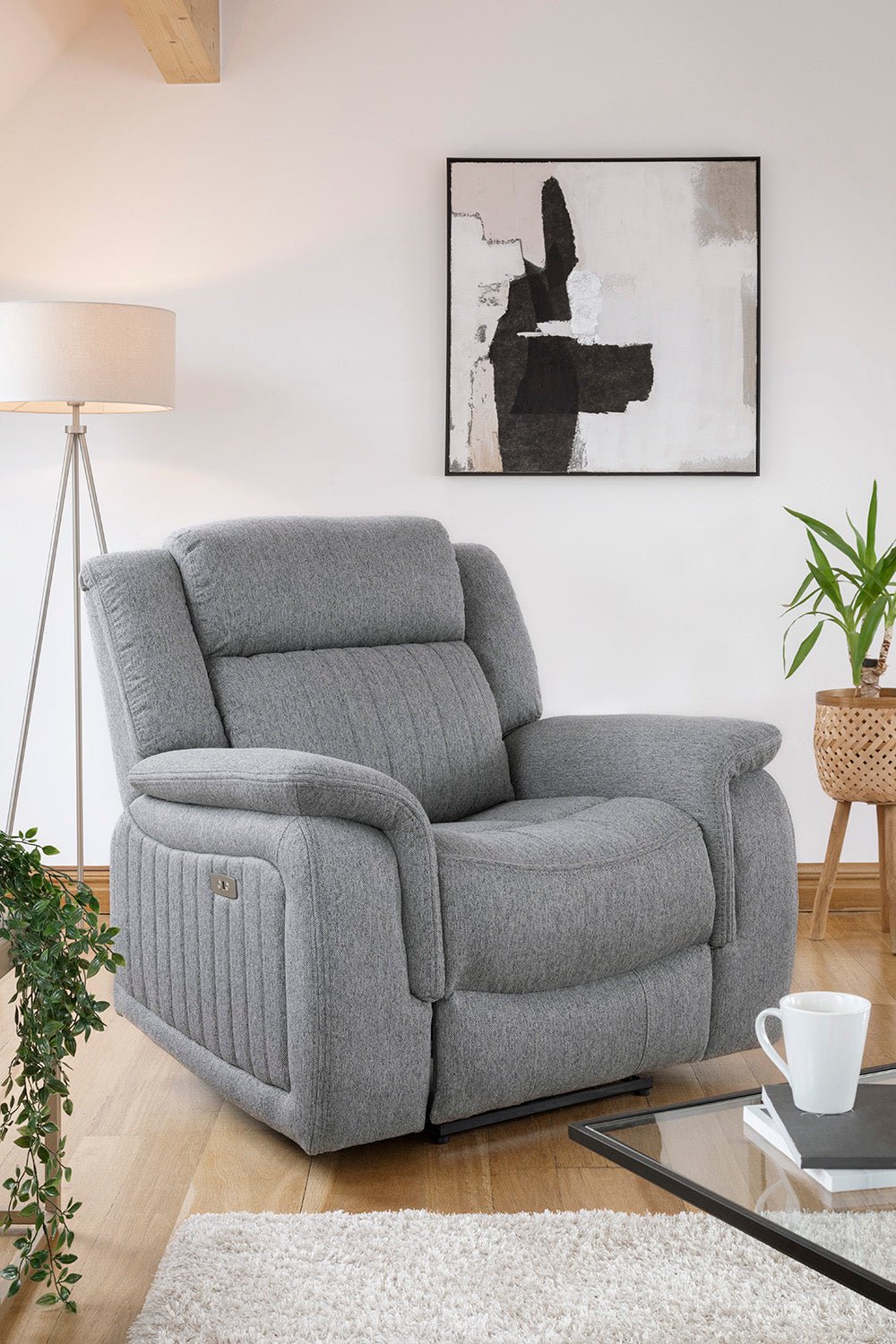 Linden Electric Recliner Sofa Grey Armchair - Image 2