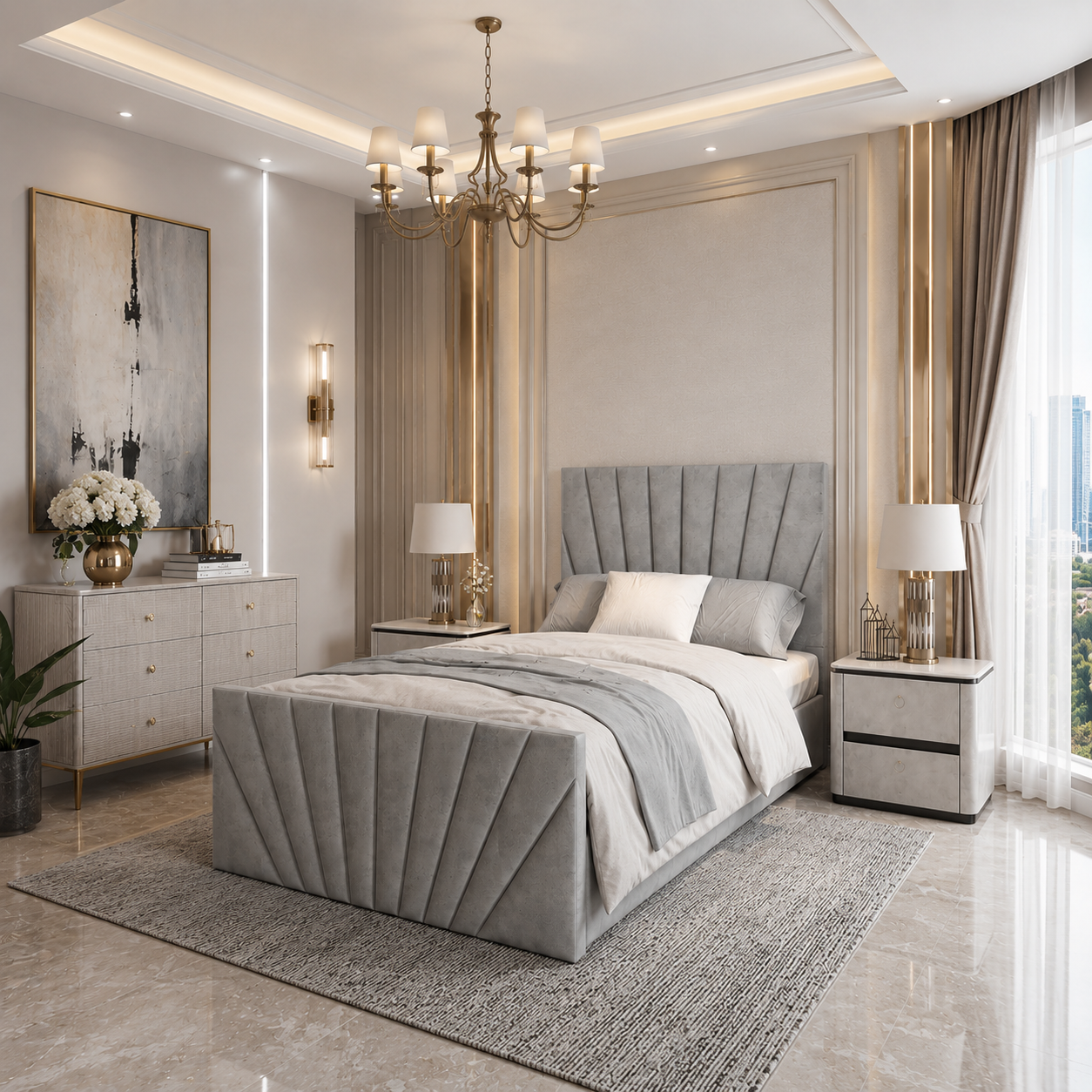 Aldwych High Foot Bed Frame | Chesterfield Velvet Design