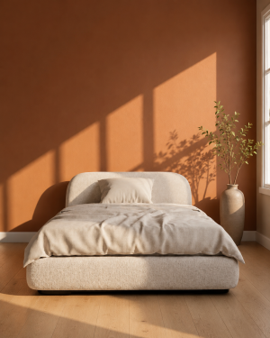Amare Bed handmade solid wood bed frame in crushed velvet