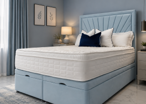 Ava Grace Ottoman Bed | Storage Bed with Sunburst Headboard