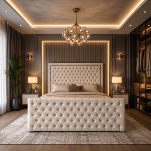 Fitzrovia High Foot Bed Frame | Tufted, Handmade in UK