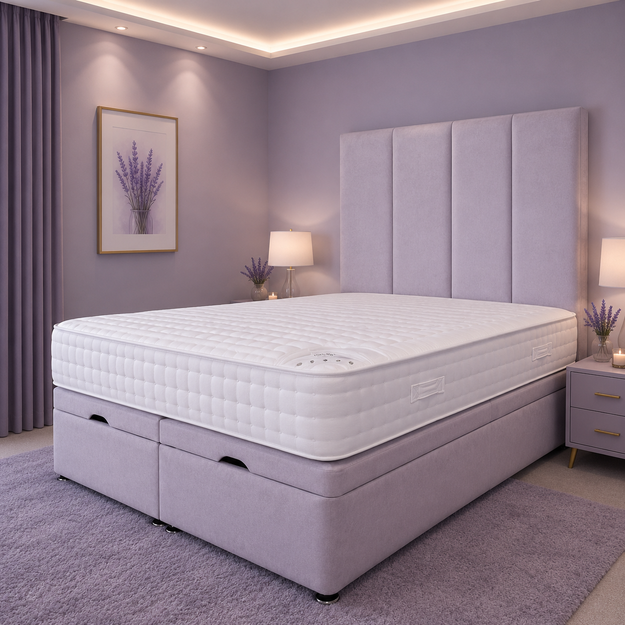 Hugo Ottoman Bed | Four-Panel Headboard with Storage Base