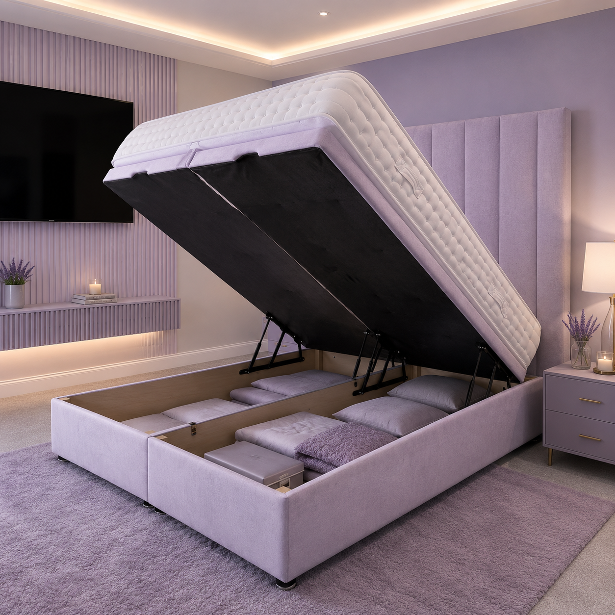 Hugo Ottoman Bed | Four-Panel Headboard with Storage Base