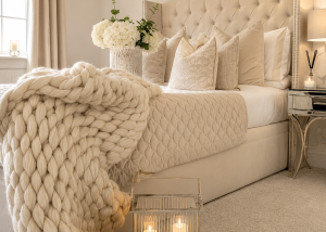 Indulgence Ottoman Bed | Buttoned Wing Headboard with Storage
