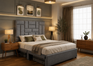 Royal Panelled Storage Divan Bed | Open Storage Bed Base with Headboard