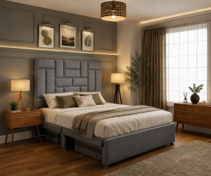 Royal Panelled Storage Divan Bed | Open Storage Bed Base with Headboard