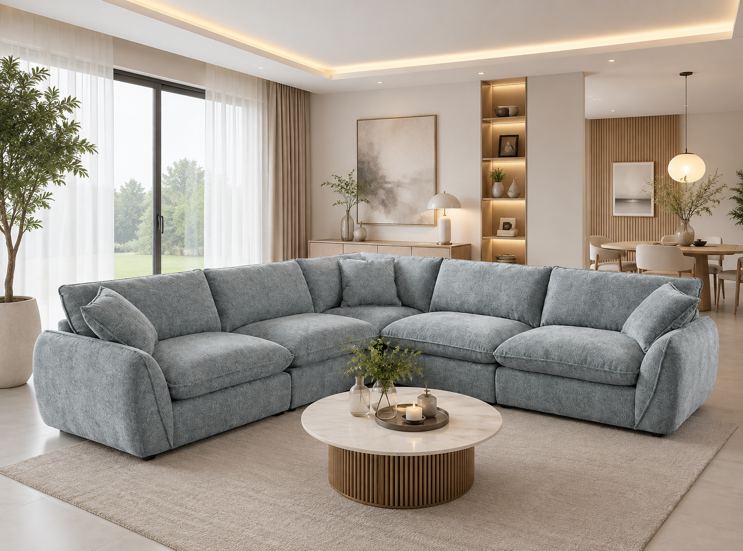 Berlin Sofa Grey Large Corner Cosy Modern Corner Sofa