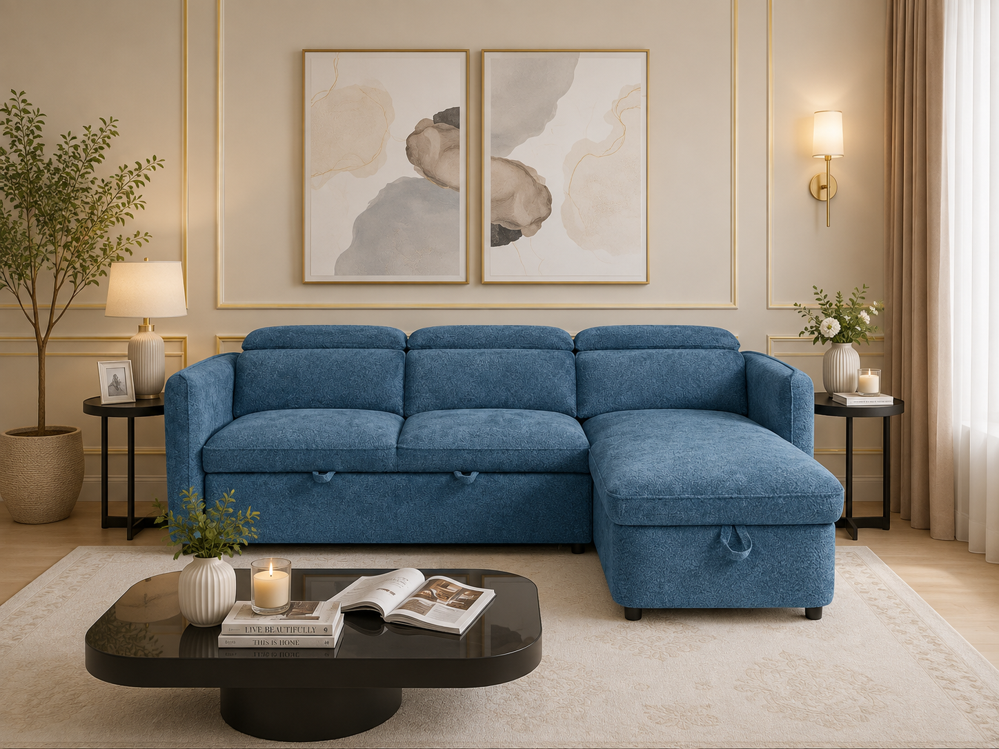Capri Sofabed Blue Universal Corner