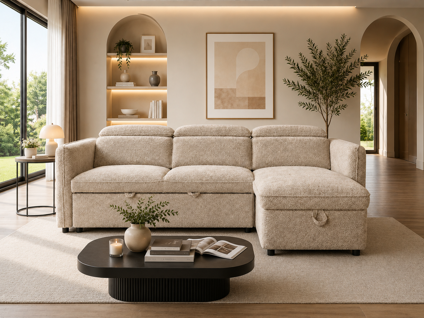 Capri Sofabed Beige Universal Corner