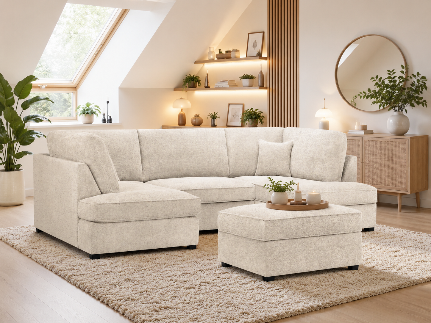 Carnaby Sofa Boucle Beige U Shape Corner