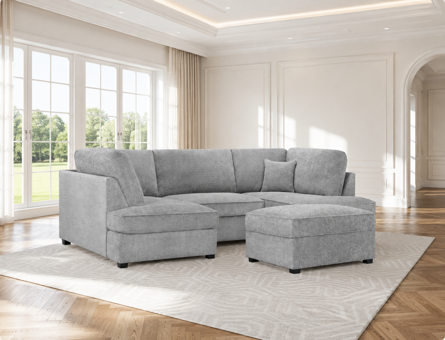 Carnaby Sofa Boucle Grey U Shape Corner