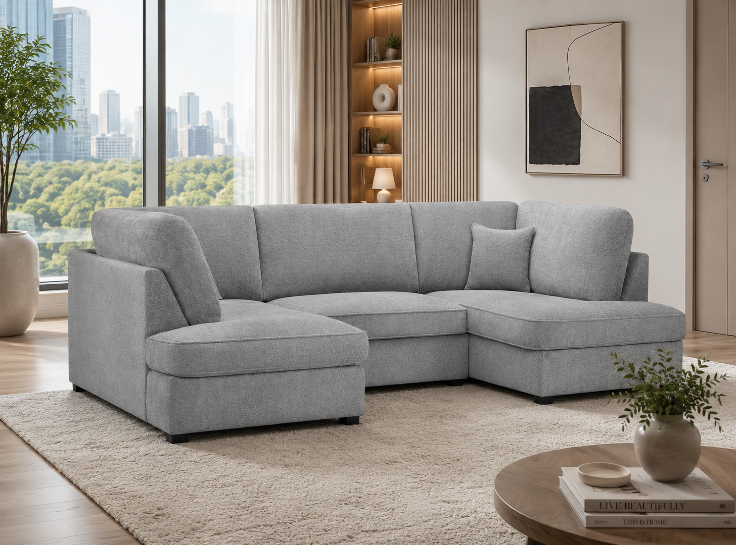 Carnaby Sofa Boucle Grey U Shape Corner