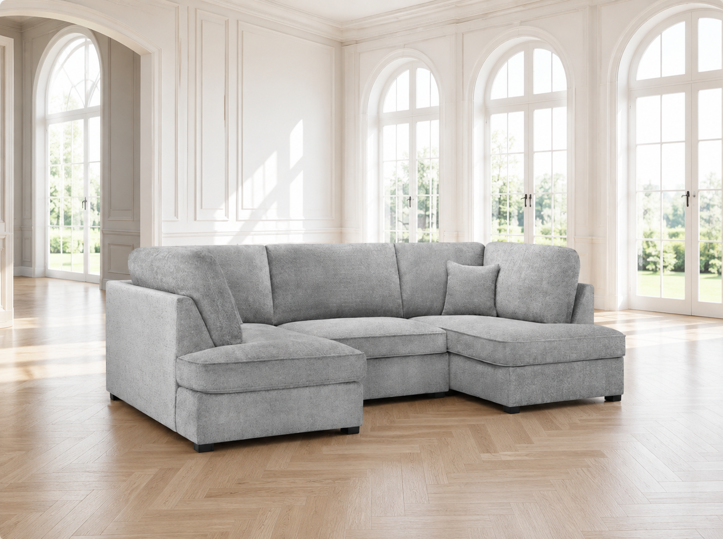Carnaby Sofa Boucle Grey U Shape Corner