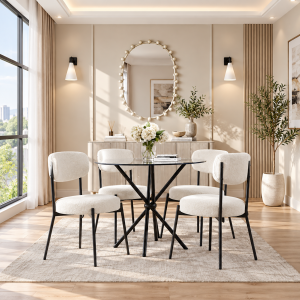 Casa Black Table with Smith Ivory Chairs