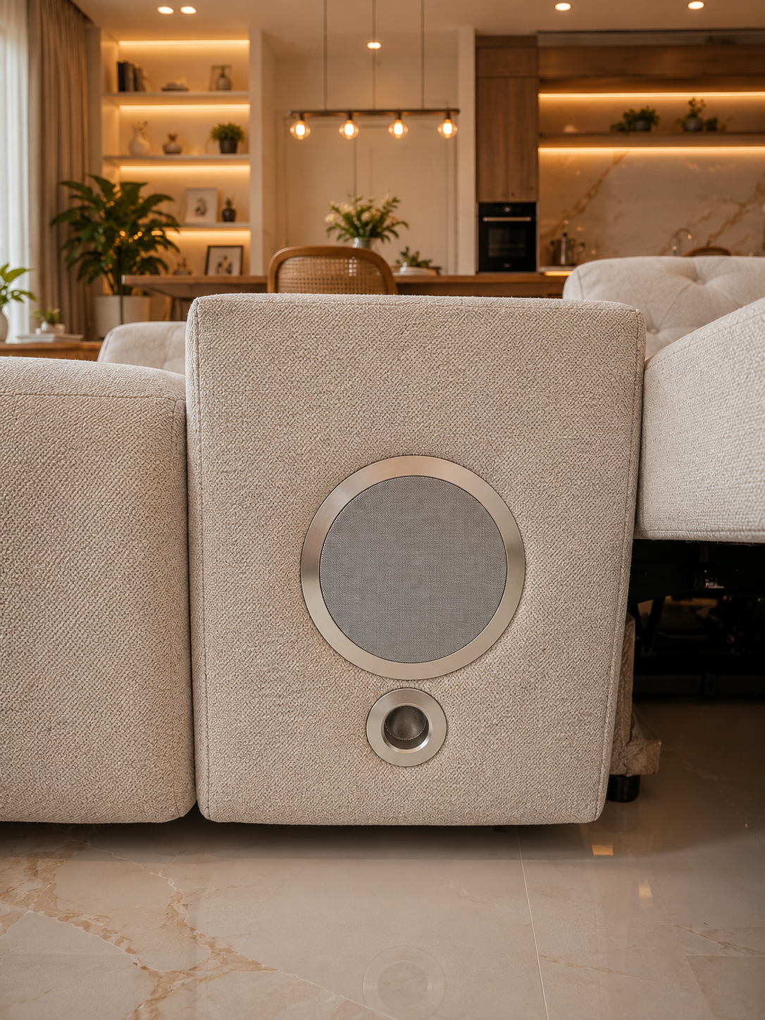 Ohio Electric Recliner Sofa Beige Large Corner