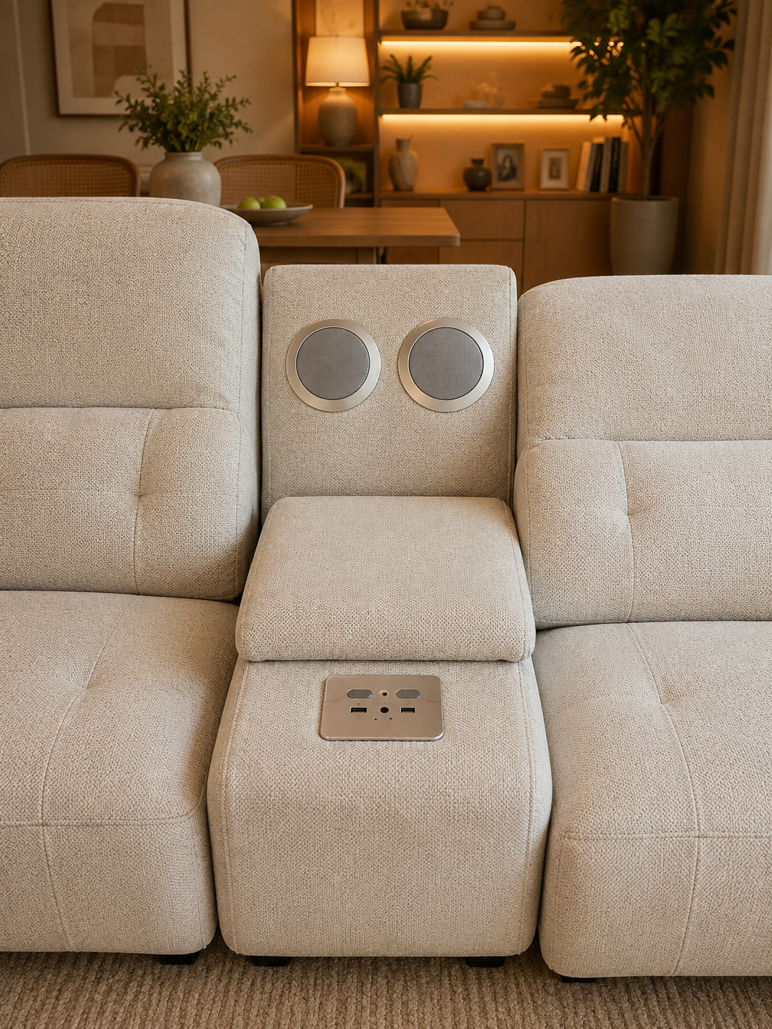 Ohio Electric Recliner Sofa Beige Large Corner