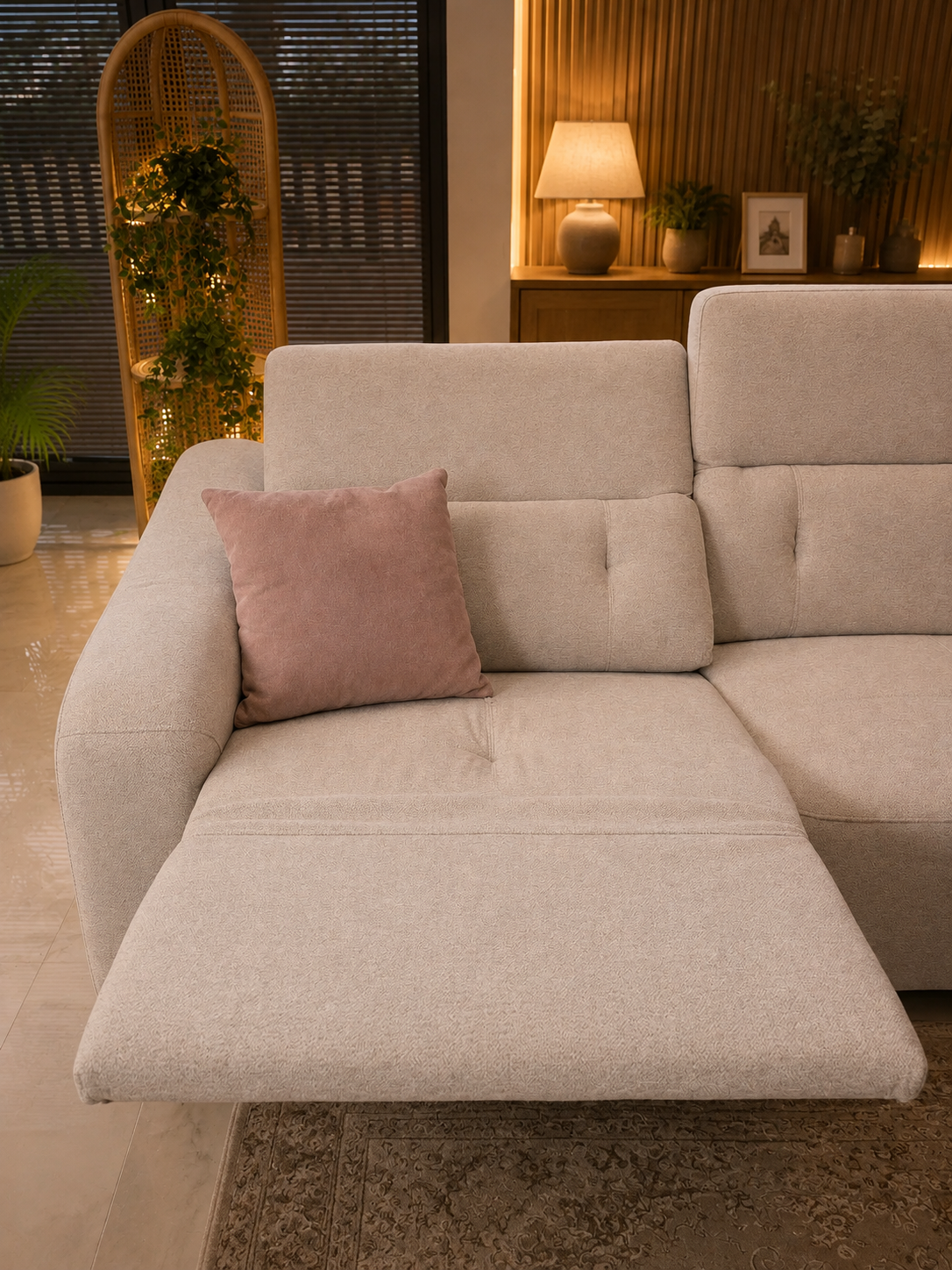 Ohio Electric Recliner Sofa Beige Large Corner