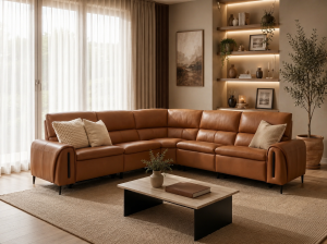 Arizona Electric Recliner Sofa Tan Large Corner