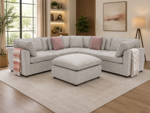 Santorini Sofa Grey Large Corner with Footstool