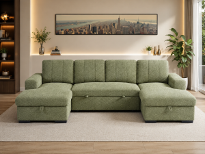 Como Sofabed Green U Shape Corner