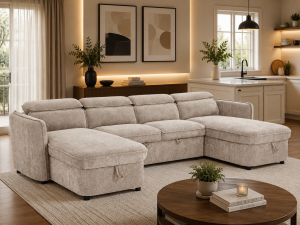 Capri Sofabed Beige U Shape Corner