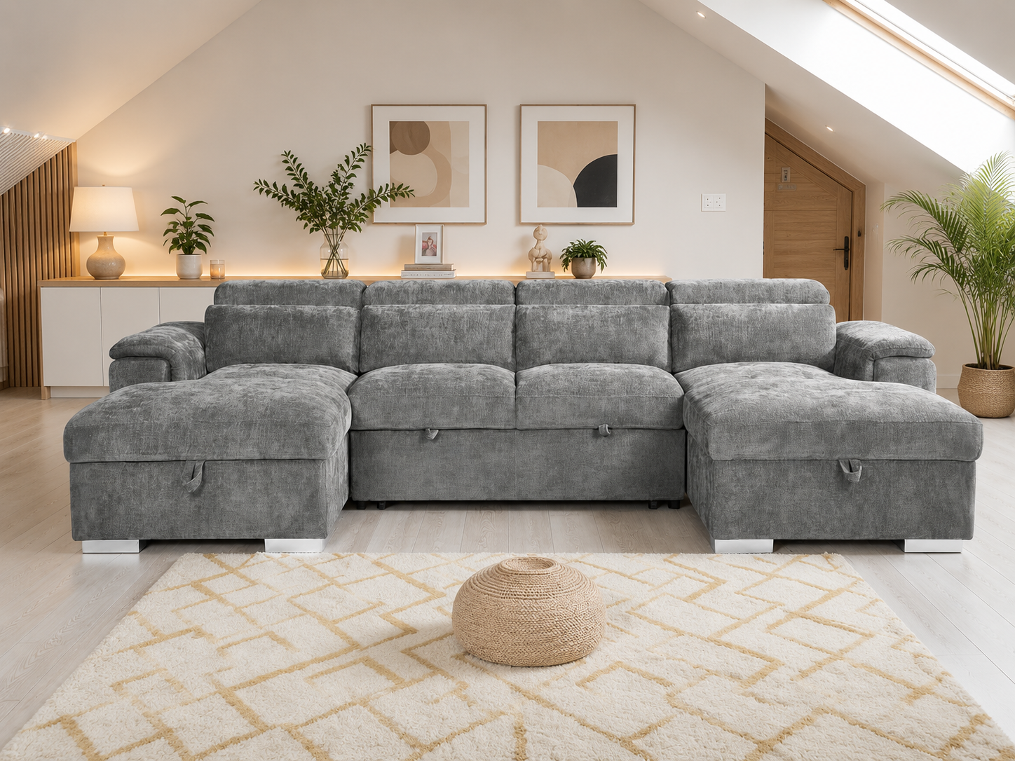 Alaya Sofabed Grey U Shape Corner
