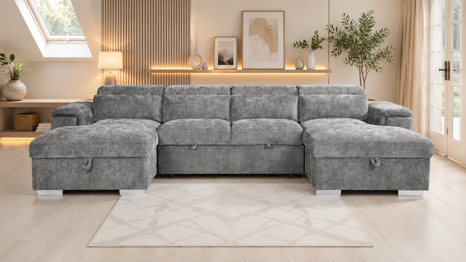 Alaya Sofabed Grey U Shape Corner