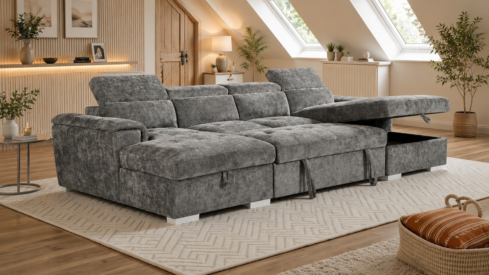 Alaya Sofabed Grey U Shape Corner