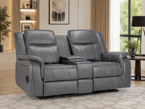 Galaxy Tech Electric Recliner 2 Seater Grey Leather