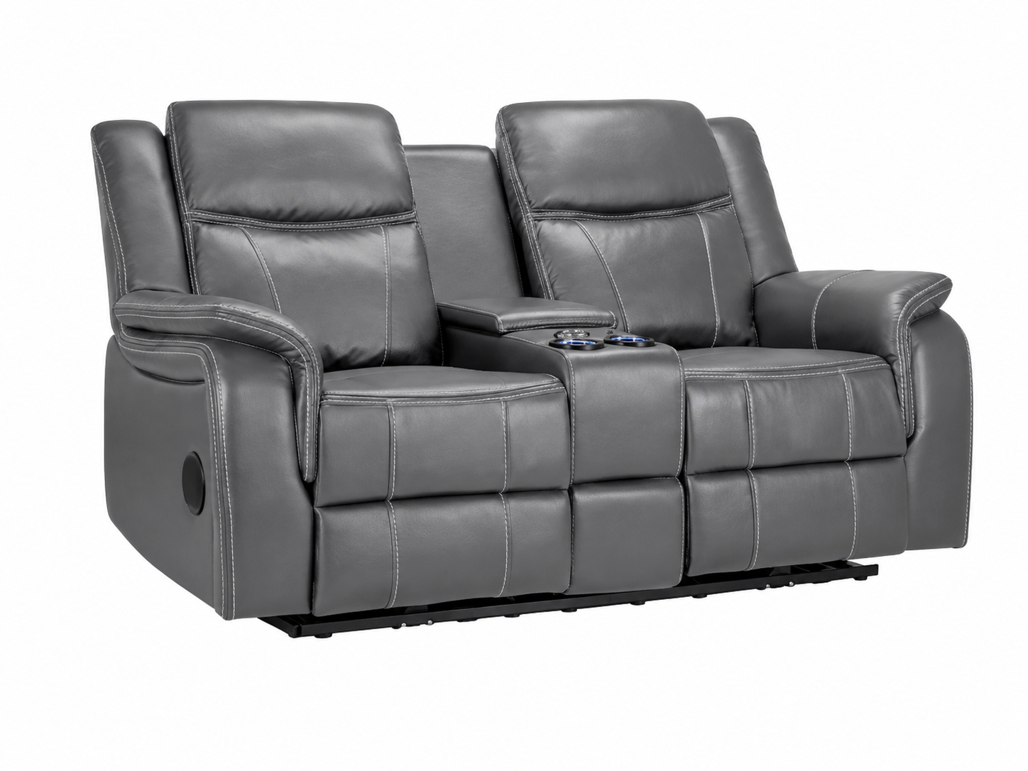 Galaxy Tech Electric Recliner 2 Seater Grey Leather